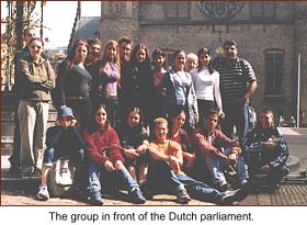 The group in front of the Dutch Parliament
