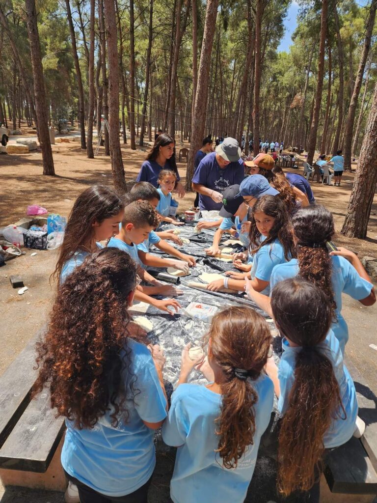 making pita bread in the forest